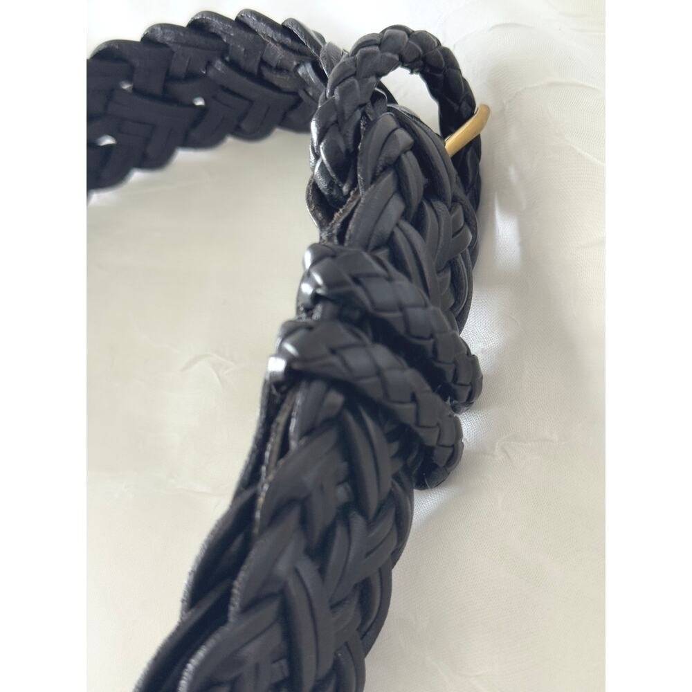 Vintage 90s Talbots Braided Belt Size M (26" – 32") Genuine Leather Gold Buckle